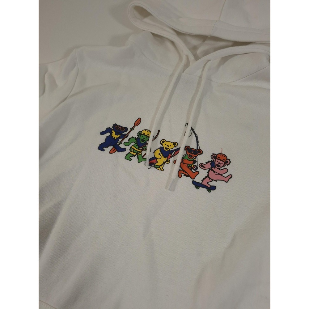 Teton Gravity Research Hoodie Mens Large White Grateful Dead Bears Graphic